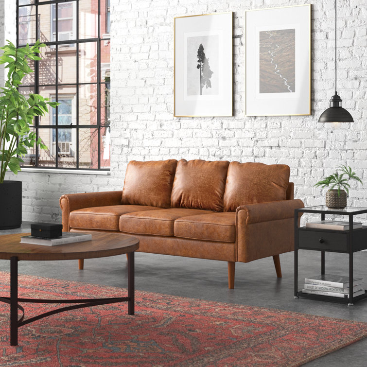 Steelside Ainsley 73.6 Faux Leather Sofa Reviews Wayfair